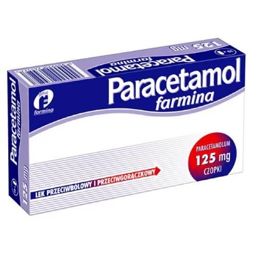 Miniaturka artykułu - FARMINA PARACETAMOL 125 mg - 10 czopk&oacute;w USZKODZONE TEKTUROWE OPAKOW.