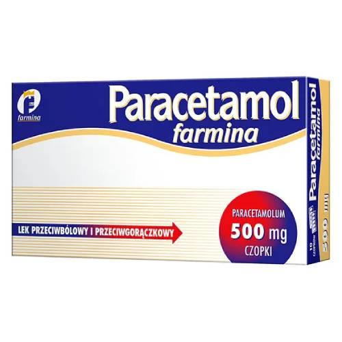 Miniaturka artykułu - FARMINA PARACETAMOL 500 mg - 10 czopk&oacute;w