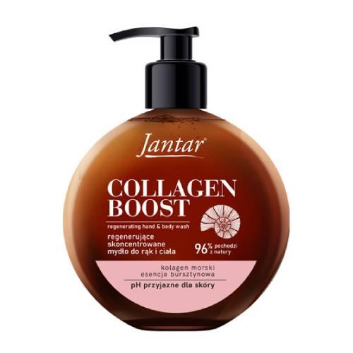 Miniaturka artykułu - FARMONA Jantar Collagen Boost Regenerujące mydło do rąk i ciała z esencją bursztynową i kolagenem morskim, 400 ml 
