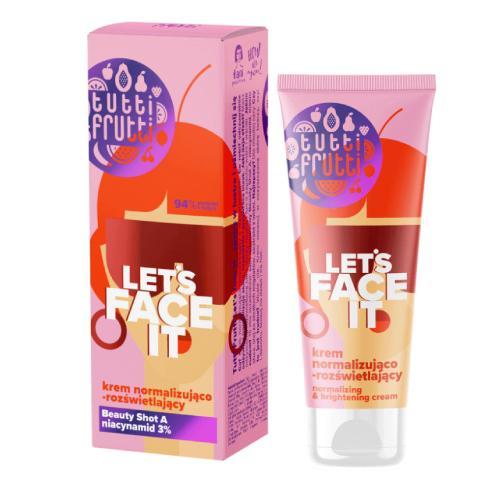 Zdjęcie produktu - FARMONA TUTTI FRUTTI Let's Face It Krem normalizująco &ndash; rozświetlający z niacynamidem 3% + Beauty Shot A, 50ml KR&Oacute;TKA DATA 31.08.2026