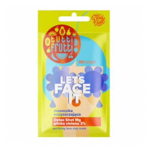 Miniaturka artykułu - FARMONA TUTTI FRUTTI Let's Face It Oczyszczająca maseczka z glinką zieloną 3% + Detox Shot Mg, 7g