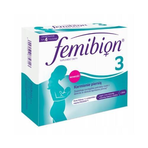 Miniaturka artykułu - Femibion 3 Karmienie piersią + DHA, 28 tabl. + 28 kaps.  KRÓTKA DATA 30.09.2025