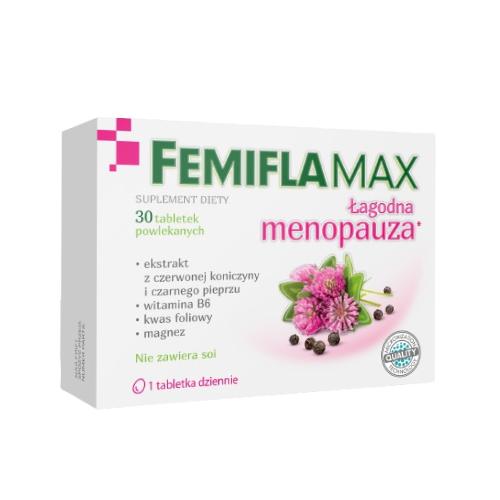 Miniaturka artykułu - Femiflamax Łagodna menopauza 600 mg, 30 tabl.