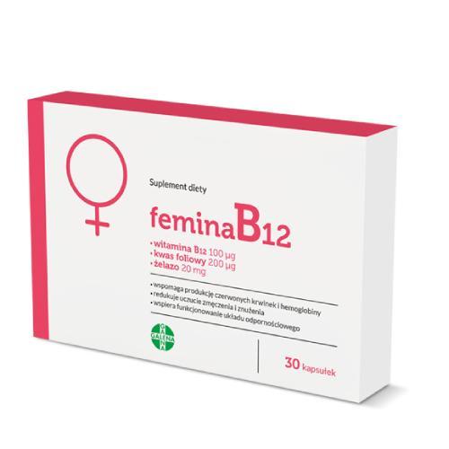 Miniaturka artykułu - FeminaB12, 30 kaps. USZKODZONE TEKTUROWE OPAKOWANIE