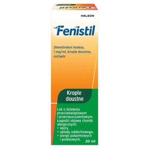 Miniaturka artykułu - FENISTIL Krople - 20 ml BRAK TEKTUROWEGO OPAKOWANIA