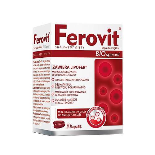 Miniaturka artykułu - Ferovit Bio Special , 30 kapsułek - Preparat bogaty w żelazo, kwas foliowy i witaminy z grupy B