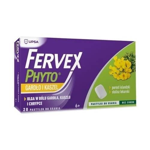 Miniaturka artykułu - FERVEX Phyto Gardło i Kaszel, 20 pastylek KR&Oacute;TKA DATA 31.07.2026