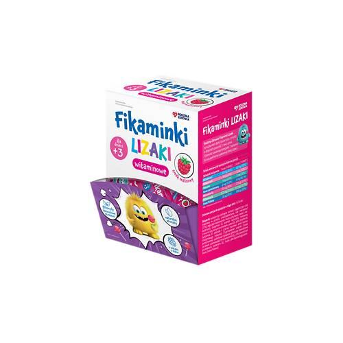 Miniaturka artykułu - Rodzina Zdrowia Fikaminki Lizaki witaminowe smak malinowy, 50 szt.