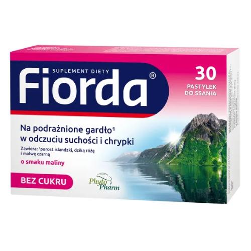 Miniaturka artykułu - Fiorda o smaku malinowym, 30 pastylek
