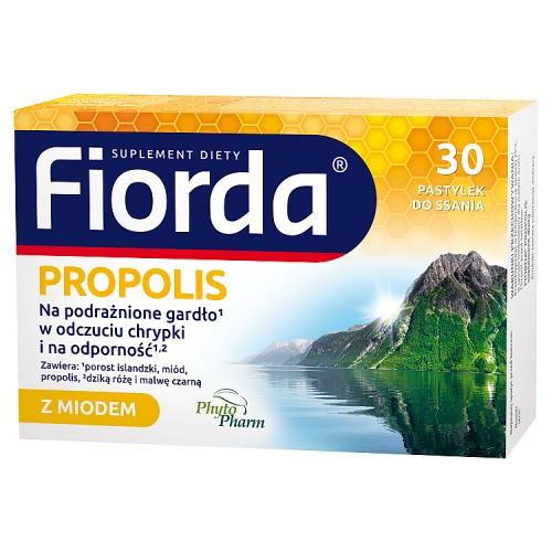 Miniaturka artykułu - Fiorda Propolis pastylki do ssania z miodem, 30 szt.
