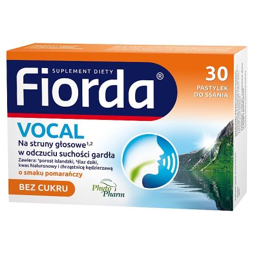Miniaturka artykułu - Fiorda Vocal pastylki do ssania o smaku pomarańczowym, 30 szt.