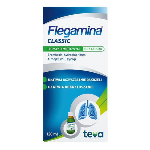 Miniaturka artykułu - FLEGAMINA Syrop mięta bez cukru - 120 ml BRAK OPAKOWANIA KR&Oacute;TKA DATA 31.10.2026