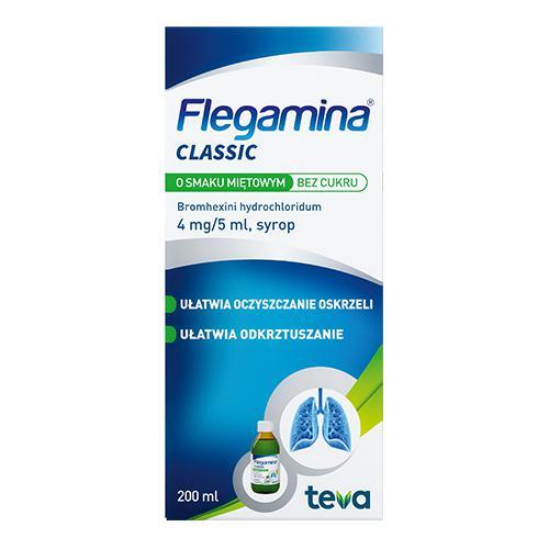 Miniaturka artykułu - FLEGAMINA Syrop o smaku miętowym bez cukru, 200ml KR&Oacute;TKA DATA  30.06.2026