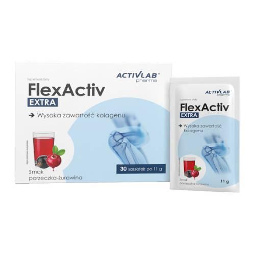 Miniaturka artykułu - Activlab Pharma FlexActiv EXTRA porzeczka-żurawina, 30 sasz. - zawiera kolagen i witaminę C