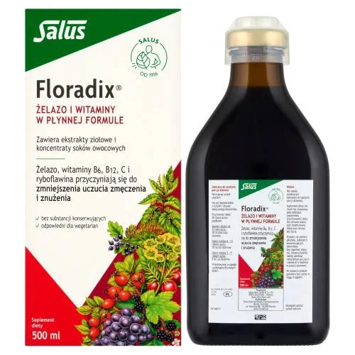 Miniaturka artykułu - Floradix Płyn Żelazo i Witaminy, 500 ml