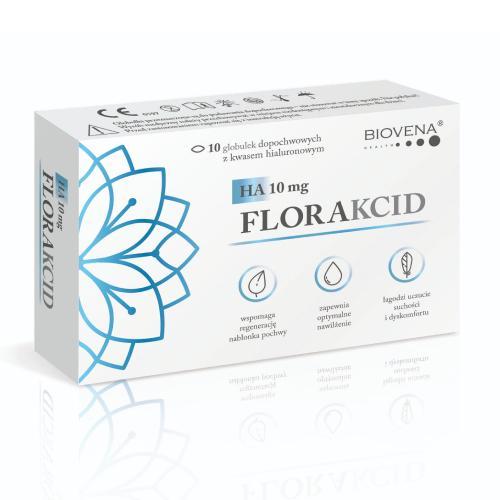 Miniaturka artykułu - Florakcid HA 10 mg, 10 globulek dopochwowych KR&Oacute;TKA DATA 30.09.2026