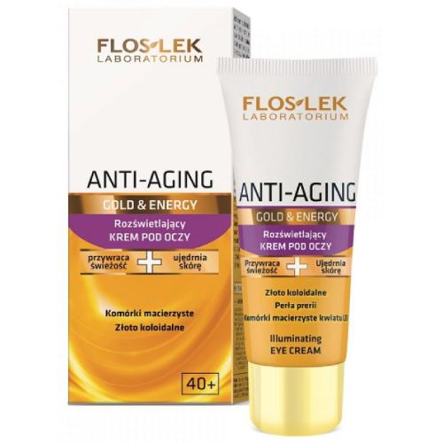 Miniaturka artykułu - FLOS-LEK Anti-Aging Gold & Energy 25+ Rozświetlający krem pod oczy, 30ml