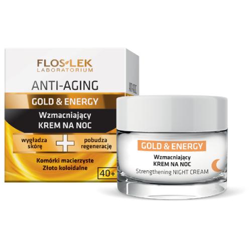 Miniaturka artykułu - FLOS-LEK ANTI-AGING GOLD & ENERGY Wzmacniający krem na noc, 50ml