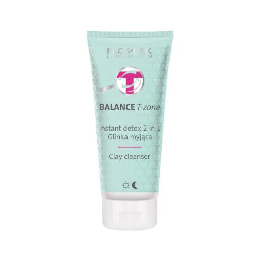 Miniaturka artykułu - FLOS-LEK BALANCE T-ZONE Instant detox 2 w 1 GLINKA MYJĄCA sk&oacute;ra mieszana, tłusta, 125ml