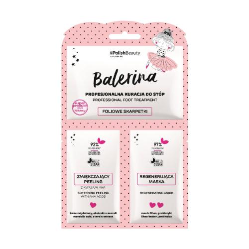 Miniaturka artykułu - FLOS-LEK BALERINA Profesjonalna kuracja do st&oacute;p Peeling, 8g + Maska, 6g + Skarpetki