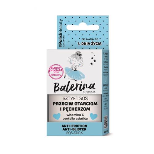 Miniaturka artykułu - FLOS-LEK BALERINA Sztyft SOS przeciw otarciom i pęcherzom witamina E centella asiatica, 20g