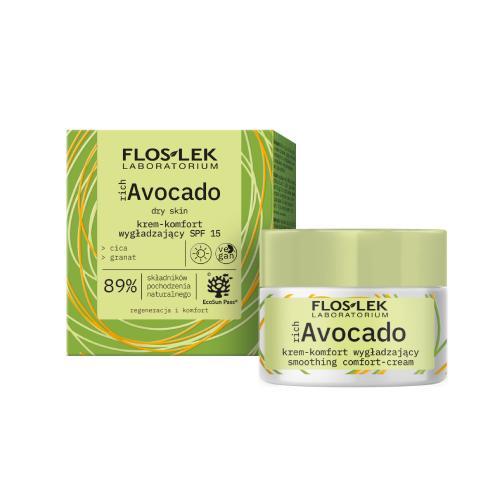 Miniaturka artykułu - FLOS-LEK richAvocado Krem-komfort wygładzający SPF15, 50ml  KRÓTKA DATA 30.09.2025