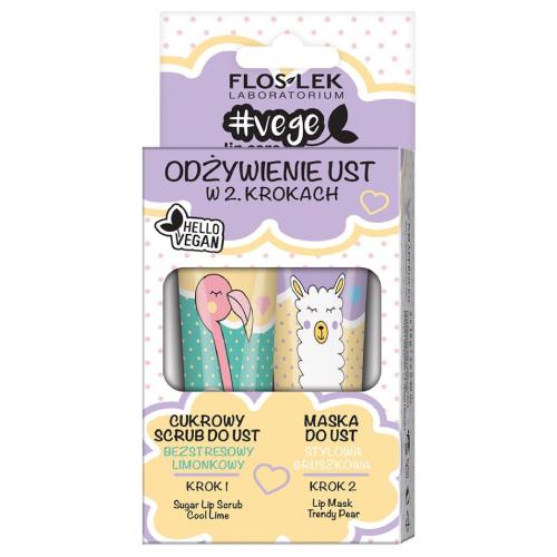Miniaturka artykułu - FLOS-LEK VEGE LIP CARE Zestaw Scrub do ust limonkowy, 14g + Maska do ust gruszkowa, 14g