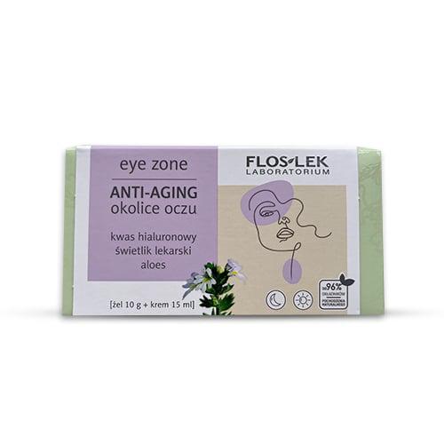 Miniaturka artykułu - FLOS-LEK Zestaw Anti-Aging okolice oczu - Żel ze świetlikiem lekarskim i aloesem do powiek i pod oczy, 10g + Przeciwzmarszczkowy krem pod oczy, 15ml