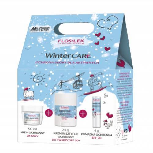 FLOS-LEK Zestaw Winter Care Ochrona sk&oacute;ry dla aktywnych (Krem ochronny, 50ml + Krem w sztyfcie, 24g + Pomadka, 4g)