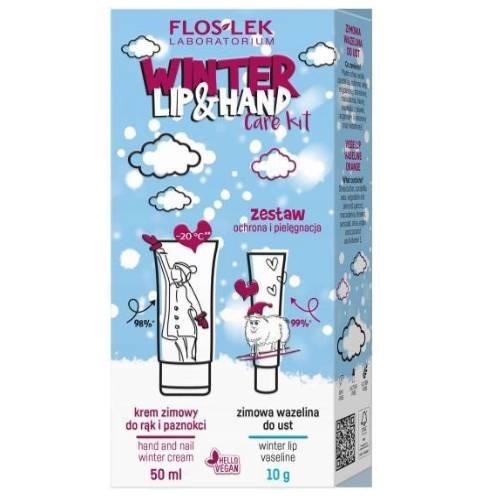 FLOS-LEK Zestaw WINTER LIP & HAND CARE (Krem zimowy do rąk i paznokci, 50ml + Zimowa wazelina do ust, 10g)