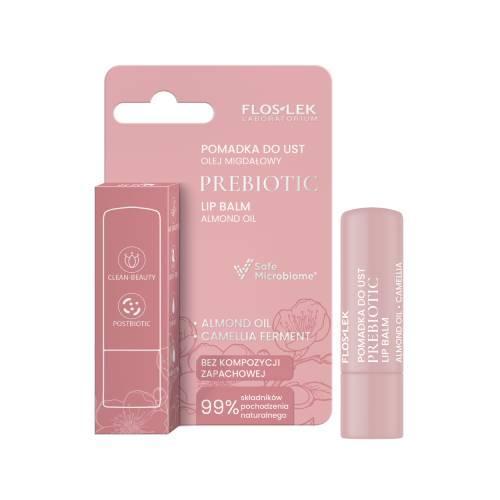Miniaturka artykułu - FLOSLEK PREBIOTIC Lip Balm Prebiotyczna pomadka do ust z olejem migdałowym, 4 g USZKODZONE OPAKOWANIE