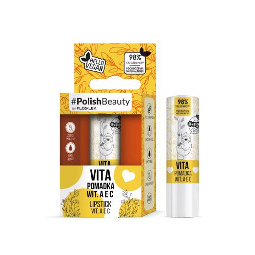 Miniaturka artykułu - FLOSLEK Vege Lip Care Vita Pomadka do ust z Witaminami A, E i C, 4,1g
