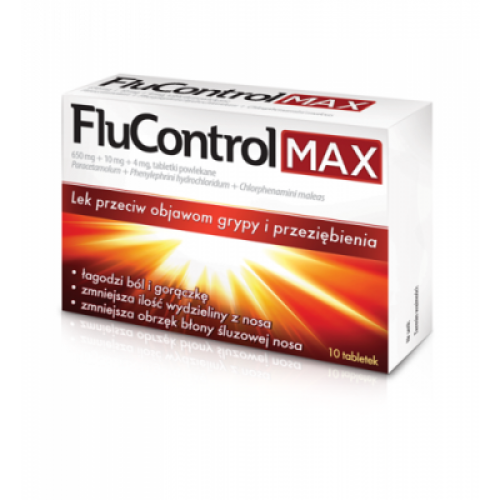 Miniaturka artykułu - FLUCONTROL MAX - 10 tabletek USZKODZONE OPAKOWANIE TEKTUROWE