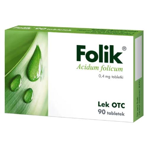 Miniaturka artykułu - FOLIK 0,4 mg - 90 tabletek Lek z kwasem foliowym