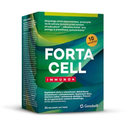 Miniaturka artykułu - Fortacell Immuno+ smak pomarańczowy, 10 sasz.