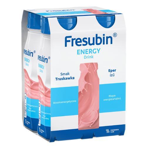 Miniaturka artykułu - Fresubin Energy Drink smak truskawka, 4 x 200 ml USZKODZONE OPAKOWANIE