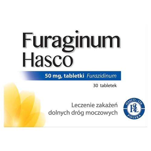 Miniaturka artykułu - Furaginum Hasco 0,05 g, 30 tabletek - lek na zapalenia pęcherza