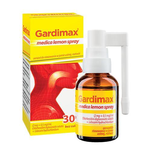 Miniaturka artykułu - Gardimax medica lemon spray, 30ml USZKODZONE OPAKOWANIE TEKTUROWE