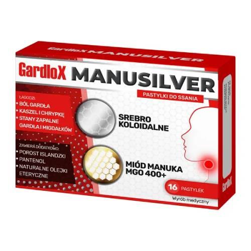 Miniaturka artykułu - Gardlox Manusilver pastylki do ssania, 16pastylek