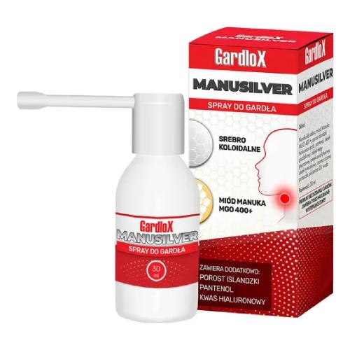 Miniaturka artykułu - Gardlox Manusilver Spray do gardła, 30ml