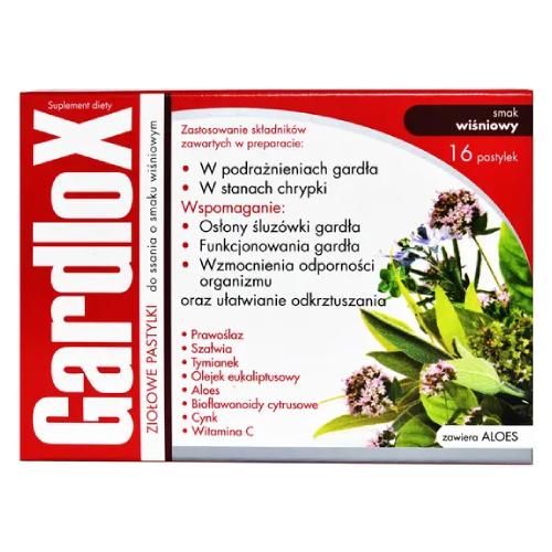Miniaturka artykułu - GARDLOX Ziołowe, smak wiśniowy, 16 pastylek do ssania