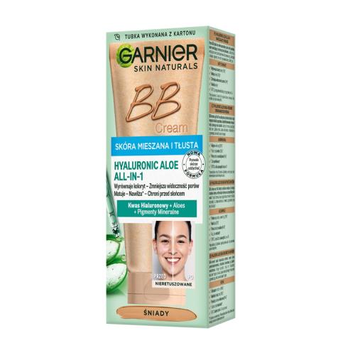Miniaturka artykułu - GARNIER Hyaluronic Aloe nawilżający krem BB do skóry mieszanej i tłustej Medium, 50ml