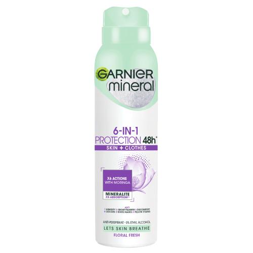Miniaturka artykułu - GARNIER MINERAL Protection 6 in 1 Antyperspirant w sprayu Floral Fresh, 150 ml
