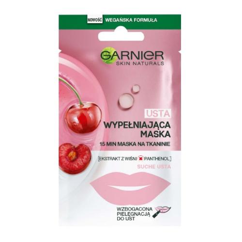 Miniaturka artykułu - Garnier Skin Naturals Wypełniająca maska do ust na tkaninie z ekstraktem z wiśni, 5 g