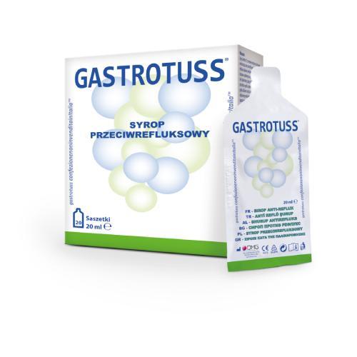 Miniaturka artykułu - Gastrotuss Syrop przeciwrefluksowy, 20 saszetek x 20 ml USZKODZONE OPAKOWANIE TEKTUROWE