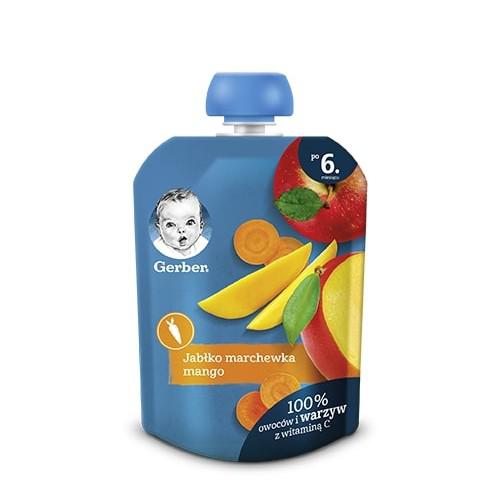 Miniaturka artykułu - Gerber Deserek Jabłko marchew mango po 6. miesiącu - 90 g