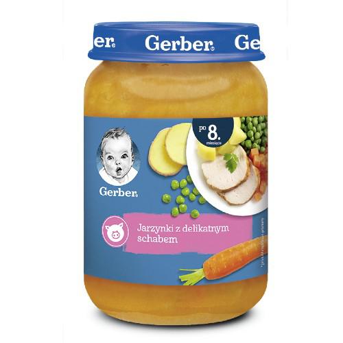 Miniaturka artykułu - Gerber Obiadek Jarzynki z delikatnym schabem po 8. miesiącu, 190g