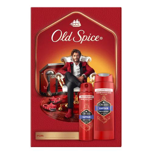 Old Spice Captain Zestaw prezentowy dla mężczyzn: Żel pod prysznic i szampon do włos&oacute;w 3w1, 250 ml + Dezodorant w sprayu, 150 ml