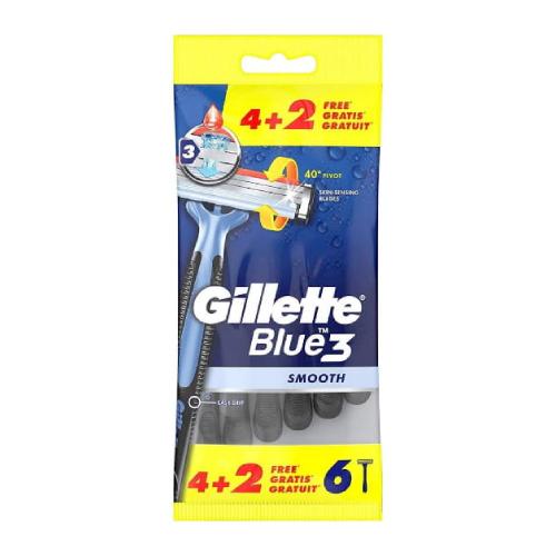 Miniaturka artykułu - Gillette Blue3 Smooth Jednorazowe maszynki do golenia, 6szt.