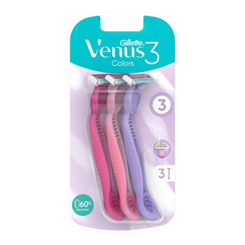 Miniaturka artykułu - Gillette Venus 3 Colors Maszynki do golenia jednorazowe, 3 szt.